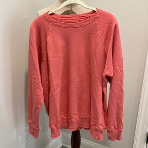 aerie coral sweatshirt with raw edges